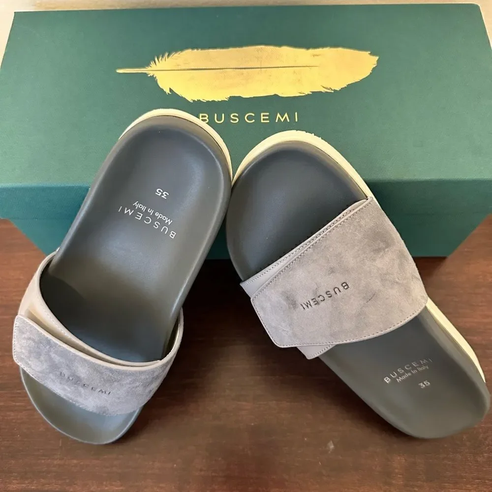 Buscemi Women’s leather upper/ lining lightweight handcrafted slide sandal Sz 35
